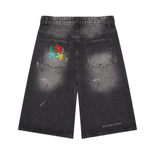 Vintage Wash Wide Leg Denim Shorts